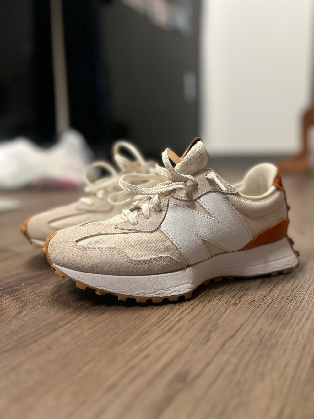 New Balance Beige, White & Tan Retro Runner Sneakers
